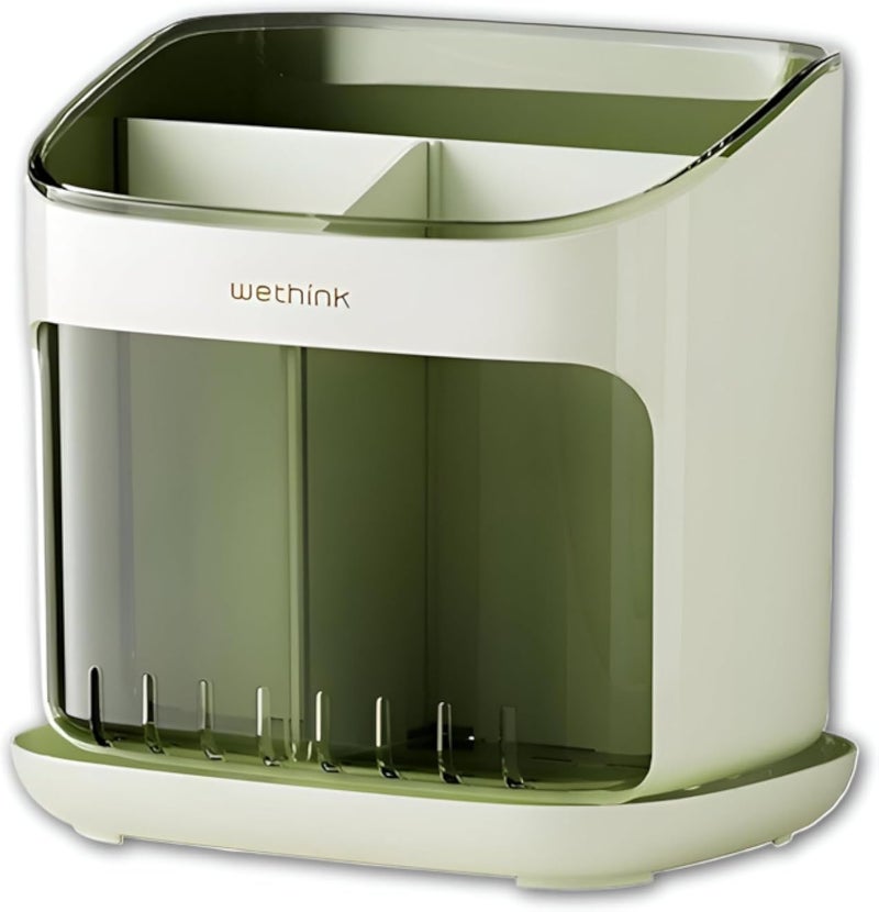 حامل أدوات المطبخ - حل تخزين متعدد الوظائف لأدوات المطبخ مع حجرات واسعة، تصميم متين وآمن للغسل في غسالة الأطباق، مثالي للاستخدام على سطح العمل وديكور منزلي أنيق